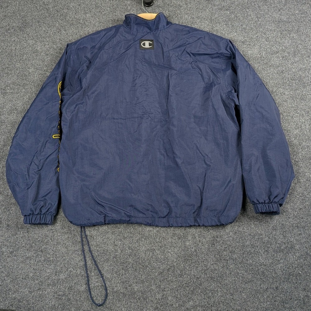 Champion Mens Half Zip Windbreaker Jacket Navy Blue Yellow Embroidered Large - Picture 6 of 15
